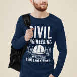 T-shirt Le génie civil est meilleur que le génie rudimenta<br><div class="desc">Ingénieur civil moderne et drôle qui dit pour ces moments où vous voulez faire sourire des étrangers ou égayer la journée de quelqu'un. Cette blague d'ingénierie présente la typographie blanche grunge et la citation dit "Génie civil bien mieux que Génie Rude" amusant jeu de mots pour les ingénieurs avec un...</div>