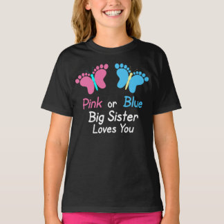 T-shirt Le genre indiquent les papillons roses ou bleus de