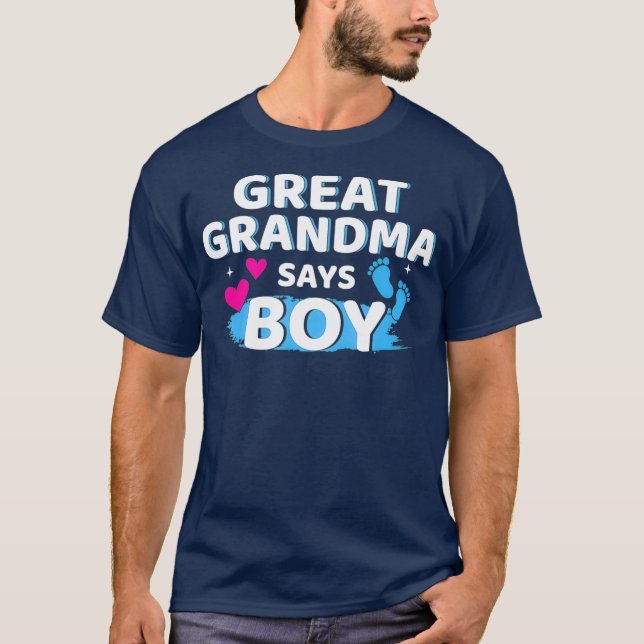 T-shirt Le genre révèle l'arrière grand-mère dit le garçon (Devant)