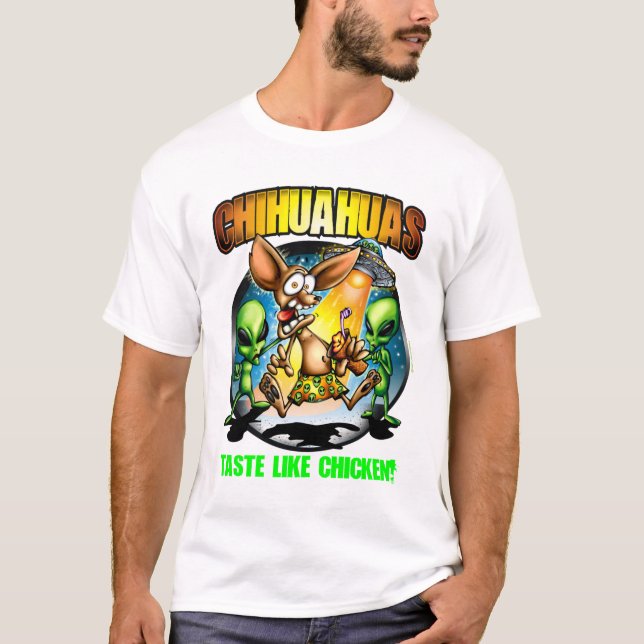 T-shirt Le goût de chiwawas aiment le poulet (foncé) (Devant)