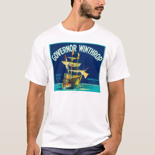 T-shirt Le Gouverneur Winthrop Apple marquent (bleu) - (Devant)