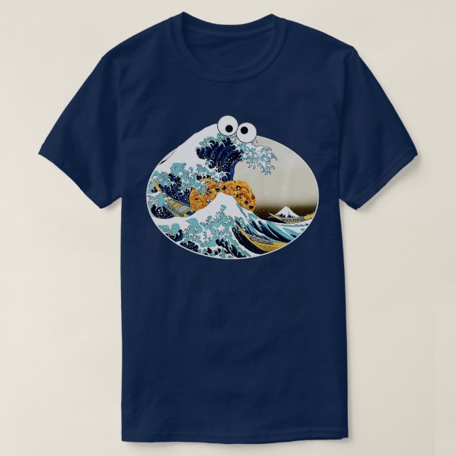 T-shirt Le Grand Cookie Manger Vave De Kanagawa Googly E (Design devant)