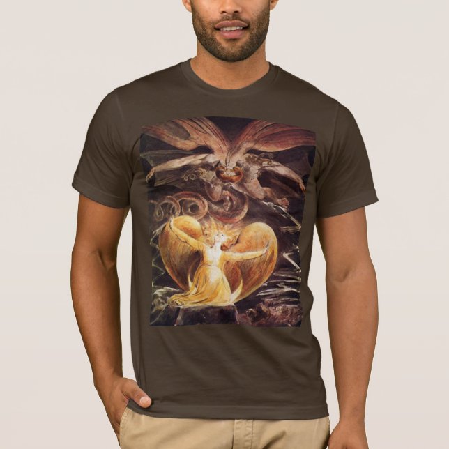 T-shirt Le grand dragon rouge et la femme vêtus (Devant)