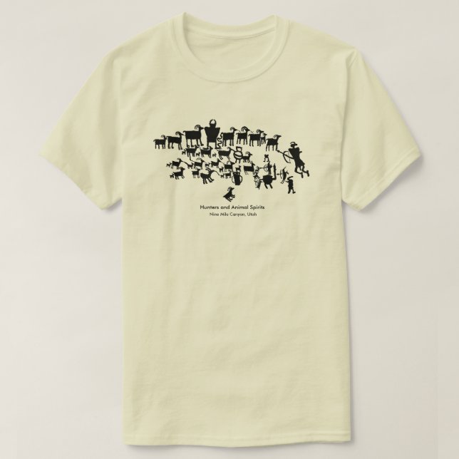 T-shirt Le grand panneau pétroglyphe de chasse (Design devant)
