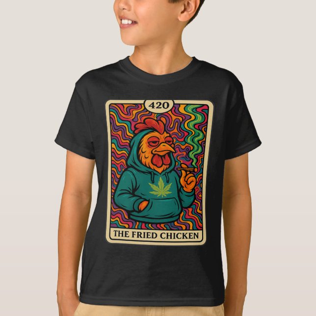 T-shirt Le Graphique de Fumeur de Weed de Poulet Frit Drôl (Devant)
