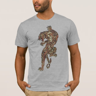 T-shirt Le gris asiatique de tatouage de tigre a semi