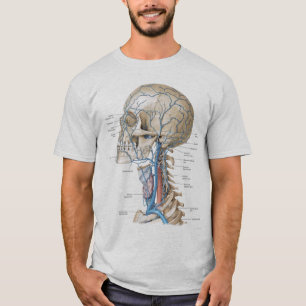 T-shirt Le gris d'anatomie de crâne et d'épine a adapté