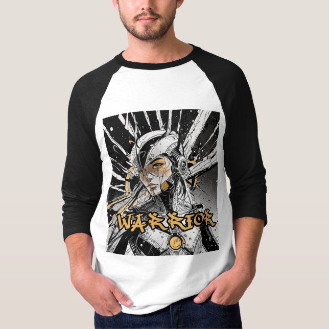 T-shirt Le guerrier manga Raglan (Devant)