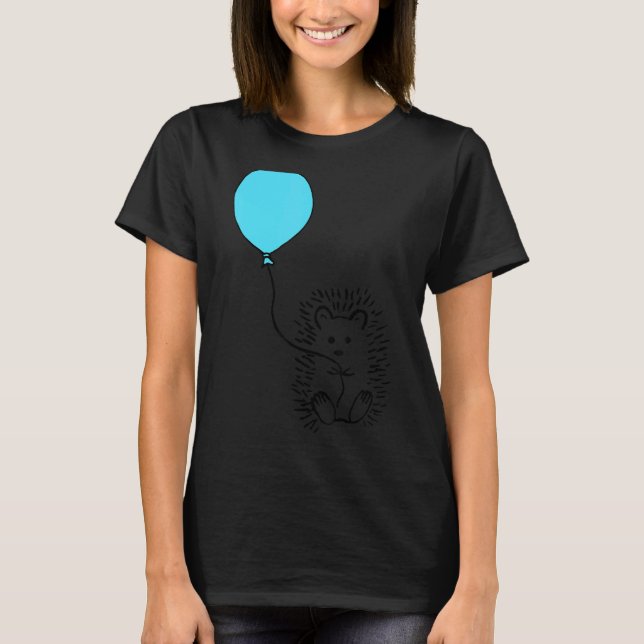 T-shirt Le Hérisson Avec L'Idée Bleue Balloon Pour Un Bir (Devant)