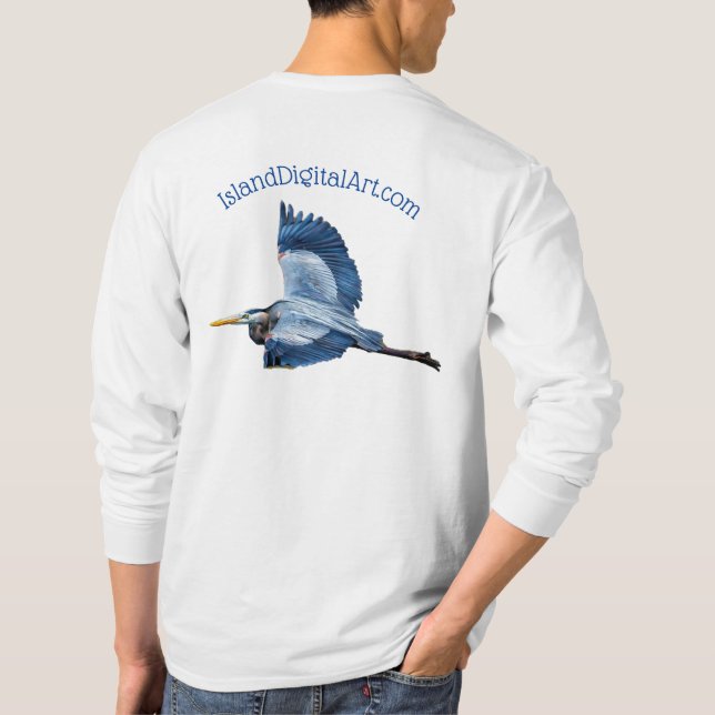 T-shirt Le héron bleu de l'île en vol (Dos)