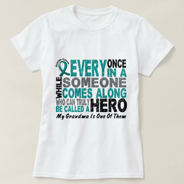 T-shirt Le héros de Cancer ovarien vient le long (Design devant)