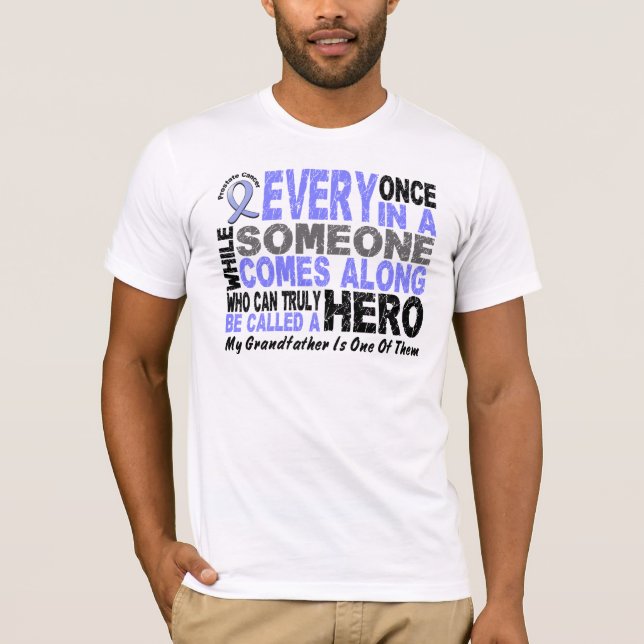 T-shirt Le HÉROS VIENT LE LONG 1 CANCER DE LA PROSTATE (Devant)