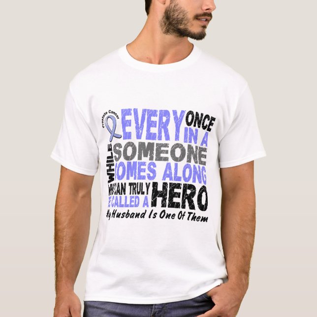 T-shirt Le HÉROS VIENT LE LONG 1 CANCER DE LA PROSTATE de (Devant)