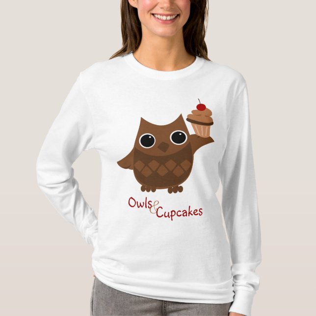 T-shirt Le hibou et le cupcake (Devant)