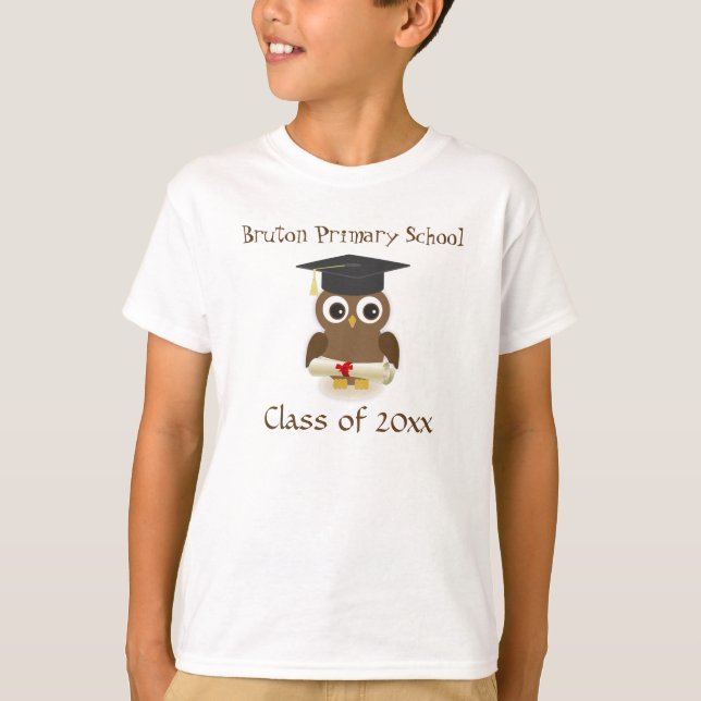 T-shirt Le hibou mignon, mortier, diplôme badine le (Devant)