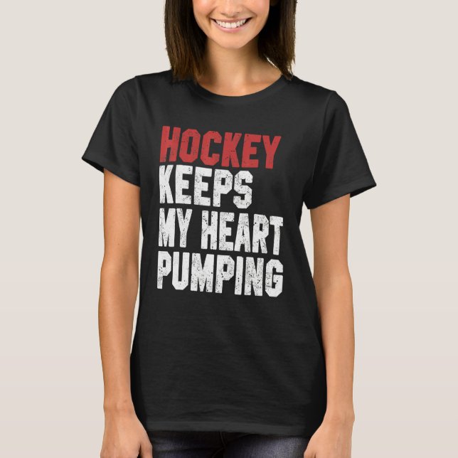 T-shirt Le hockey garde mon coeur pompage Joueur entraîneu (Devant)