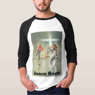 T-shirt le Jésus-hockey-joueur, Jésus économise !