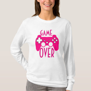 T-shirt Le jeu blanc et rose de la femme au-dessus de la