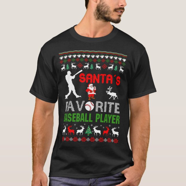 T-shirt Le jeu de baseball préféré de Père Noël, un T-shir (Devant)