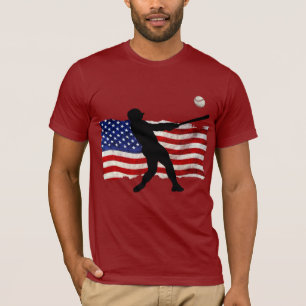 T-shirt Le joueur de baseball folâtre le drapeau des