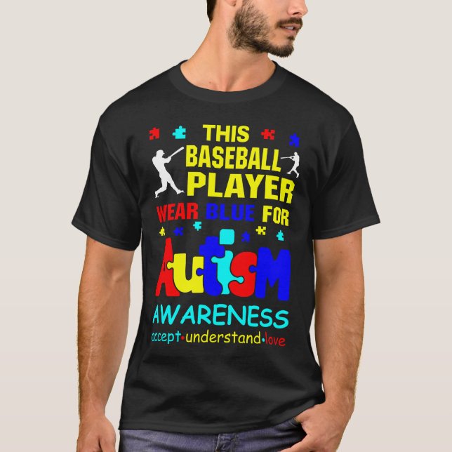 T-shirt Le joueur de baseball Wear Blue pour la Sensibilis (Devant)