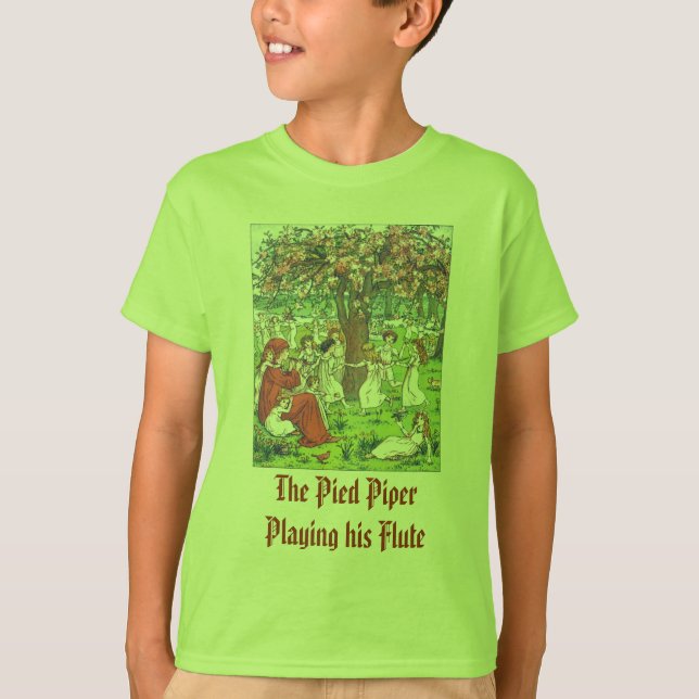T-shirt Le joueur de pipeau pie jouant sa cannelure (Devant)