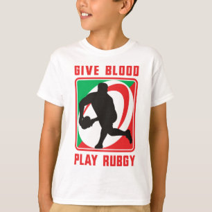 T-shirt Le joueur de rugby passant l'avant de boule
