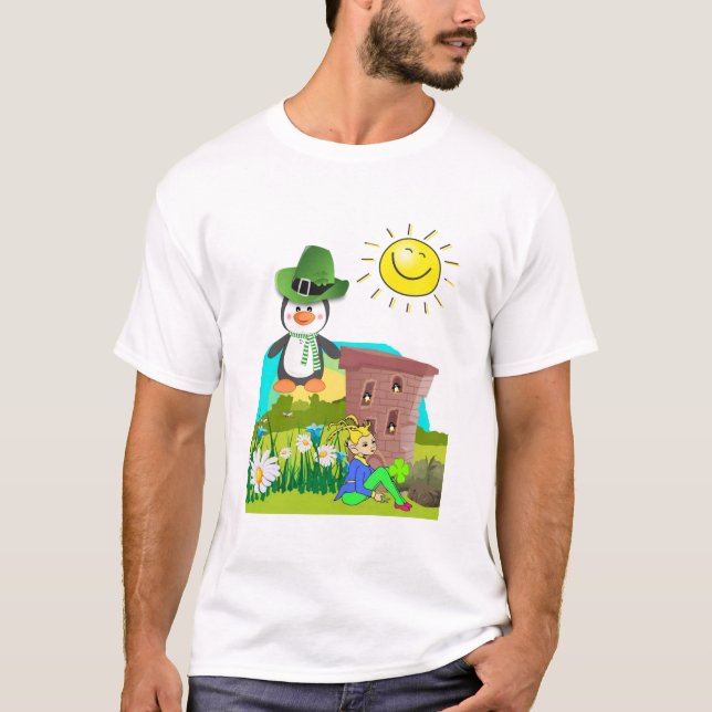 T-shirt le jour de saint-patrick pingouin leprechaun (Devant)