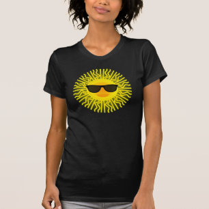 T-shirt Le jour ensoleillé Sun rayonne le noir tropical d
