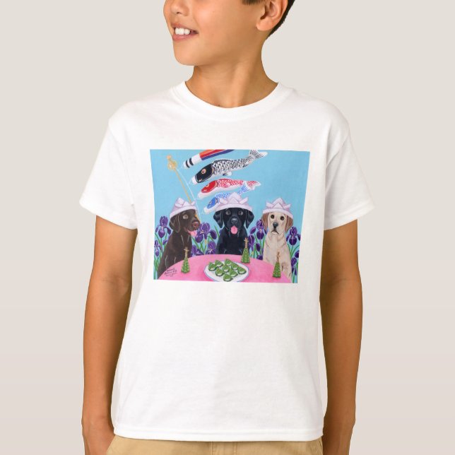 T-shirt Le jour Labradors des enfants japonais (Devant)