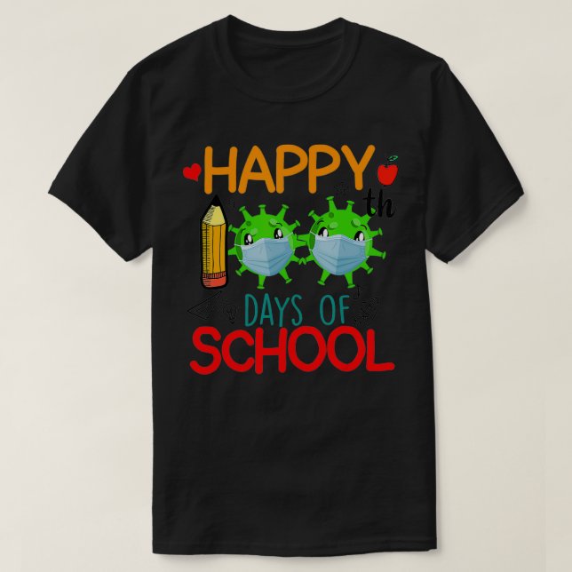 T-shirt Le joyeux 100e jour du costume d'école virtuelle 2 (Design devant)