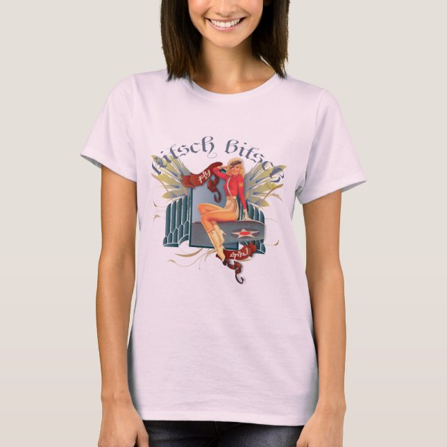 T-shirt Le Kitsch Bitsch : Pin De Tatouage Fly Girl (Devant)