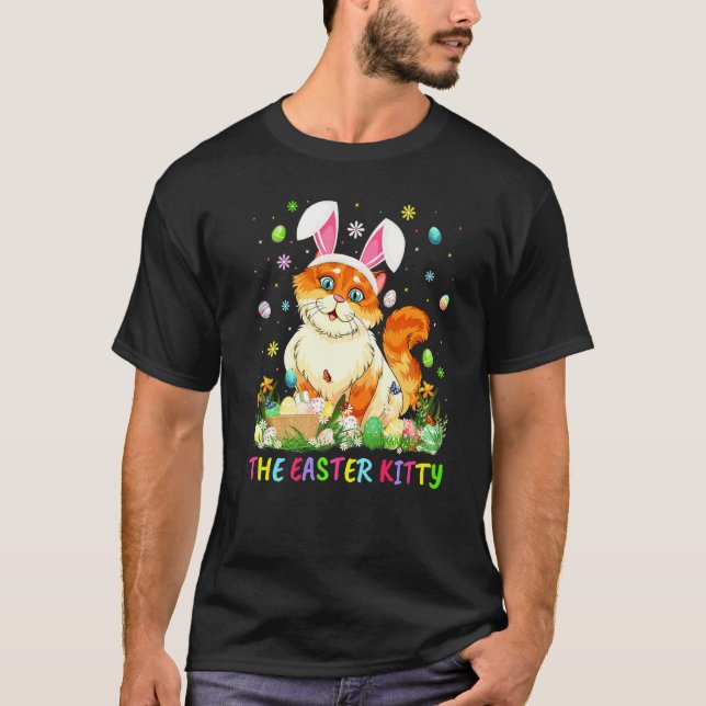 T-shirt Le kitty de Pâques Lapin Oreille Kitty Chat Ea (Devant)
