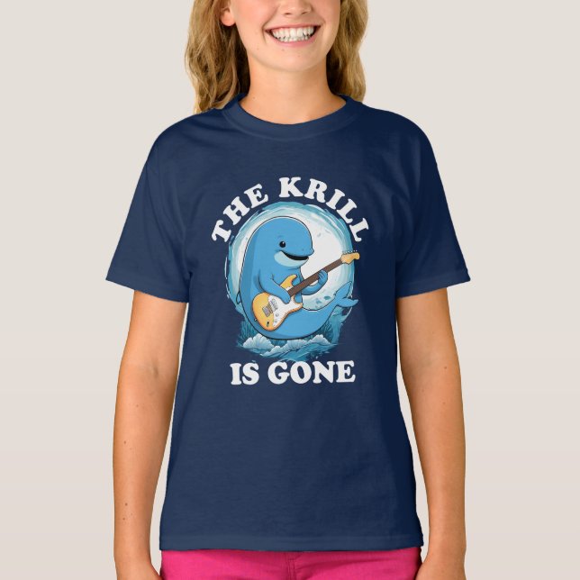 T-shirt Le Krill Est Parti - Baleine Drôle Jouant De La Gu (Devant)