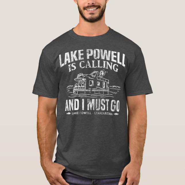 T-shirt Le Lac Powell Appelle Funny Lake Houseboat (Devant)