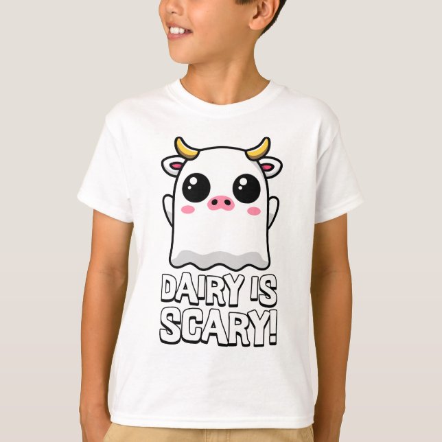T-shirt Le Lait Est Effrayant ! Cute Pun de vache fantôme  (Devant)