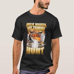 T-shirt Le Lait Fait Mal à Mon Ventre Vache Drôle Mème