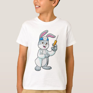 T-shirt Le lapin comme docteur à la vaccination avec la se