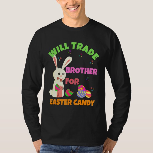 T-shirt Le Lapin Mange Des Oeufs De Chocolat Vont Échanger (Devant)