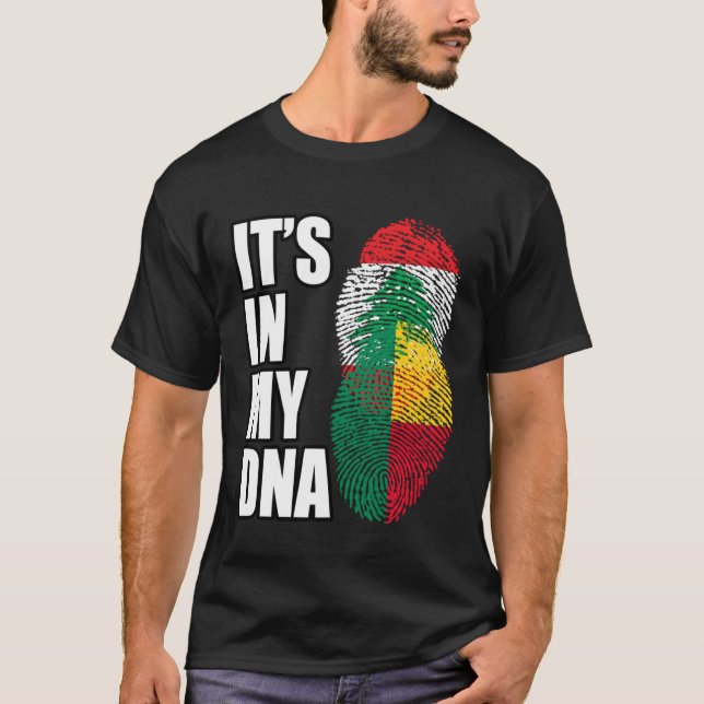 T-shirt Le Liban Et Le Bénin Mélangent Le Drapeau Du Patri (Devant)