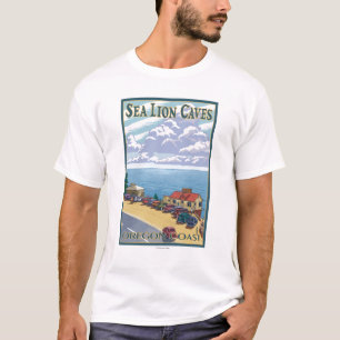 T-shirt Le lion d'OregonSea foudroie l'affiche de Vintage