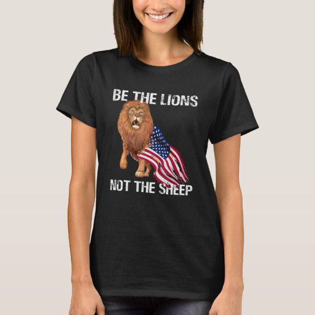 T-shirt Le Lion Not The Sheep Motivational Patriotic A (Devant)