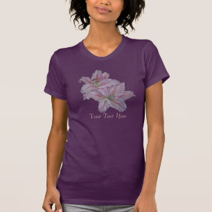 T-shirt Le lis rose fleurit la peinture florale réaliste