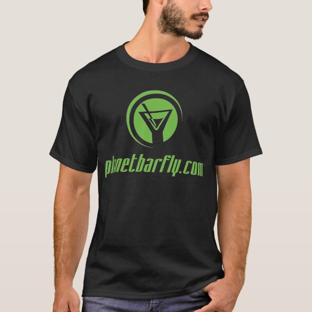 T-shirt Le logo officiel de planetbarfly.com en vert (Devant)