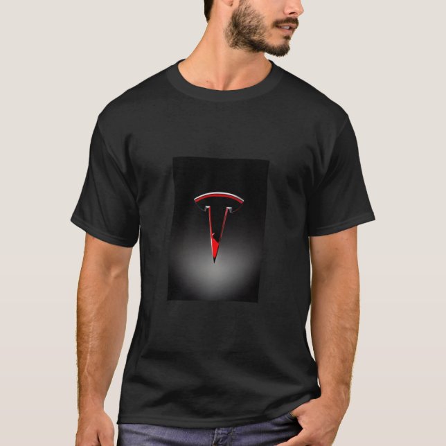T-shirt Le logo rouge et noir de Tesla (Devant)