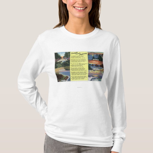 T-shirt Le long de la route de côte de l'Orégon avec un (Devant)