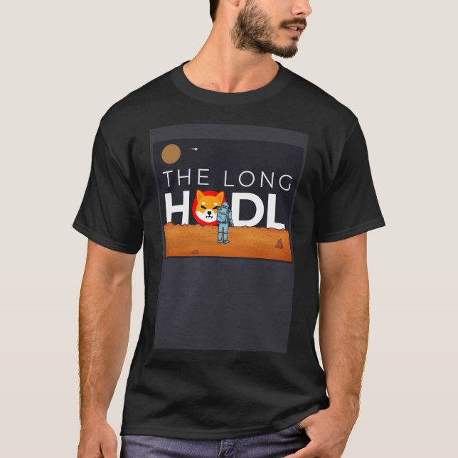 T-shirt Le Long Hodl, Shiba Inu À La Lune Crypto Article B (Devant)