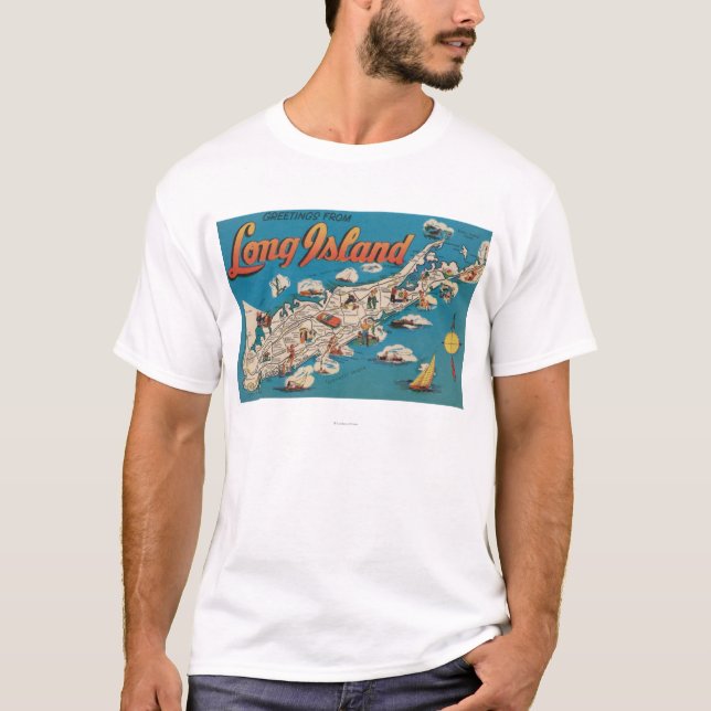 T-shirt Le Long Island, New York - salutations de (Devant)