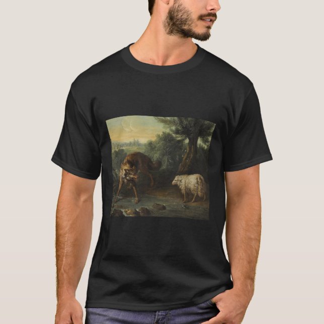 T-shirt Le loup et l'agneau (par Jean-Baptiste Oudry) (Devant)