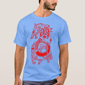 T-shirt Le loup viking Fenrir Red